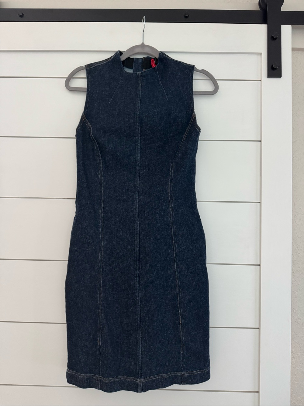 SPANX Sleeveless Dark Indigo Denim Sheath Dress